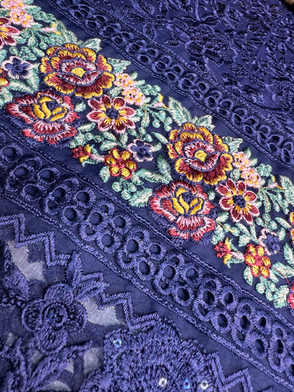 MARIAH B. Chiffon Fabric Long Shirt Heavy Embroidered Dupatta Dress 2025