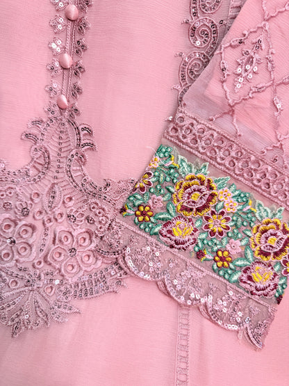 MARIAH B. Chiffon Fabric Long Shirt Heavy Embroidered Dupatta Dress 2025