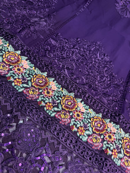 MARIAH B. Chiffon Fabric Long Shirt Heavy Embroidered Dupatta Dress 2025
