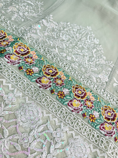 MARIAH B. Chiffon Fabric Long Shirt Heavy Embroidered Dupatta Dress 2025