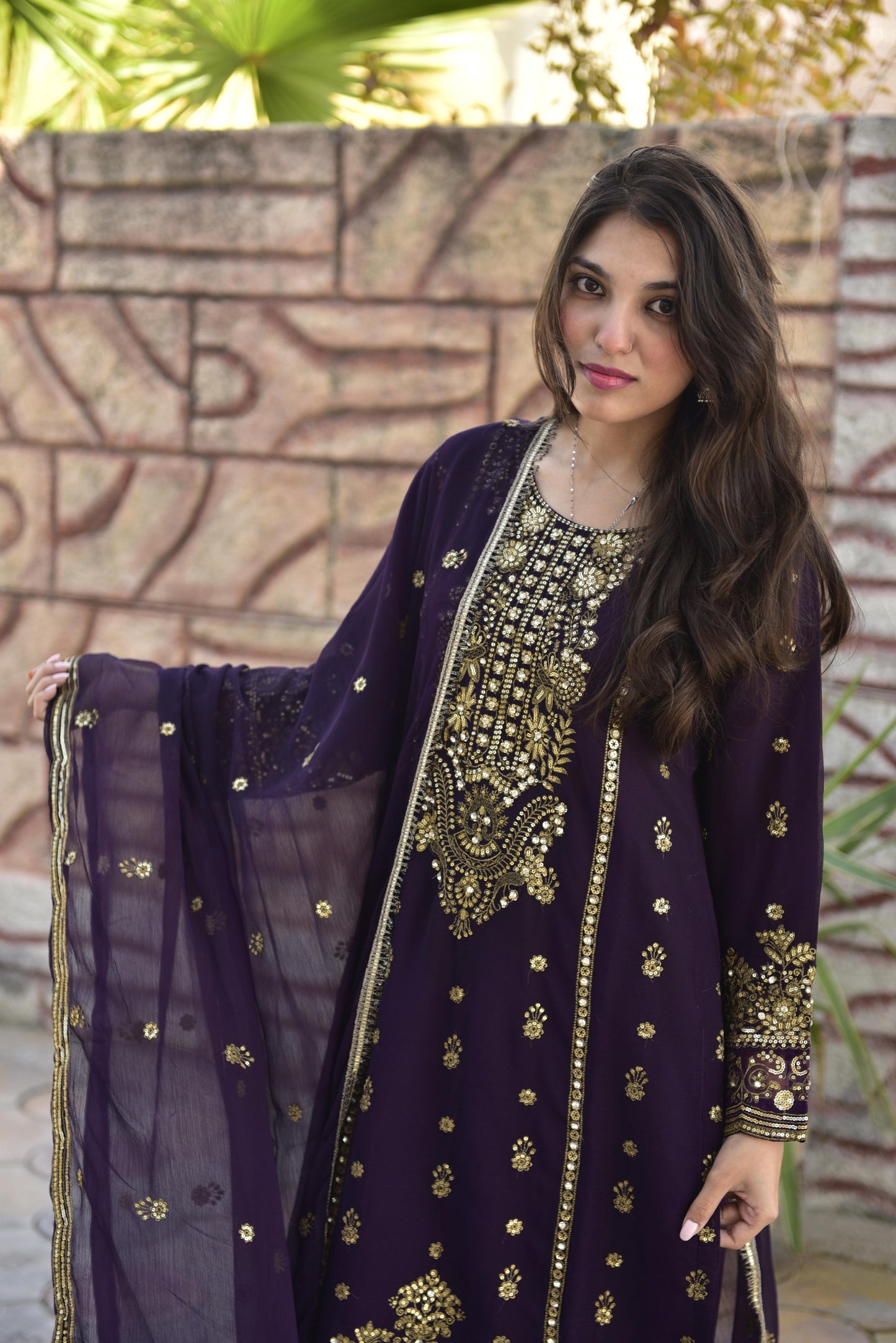 CHIFFON FABRIC Long Shirt With Trouser Dress 2025