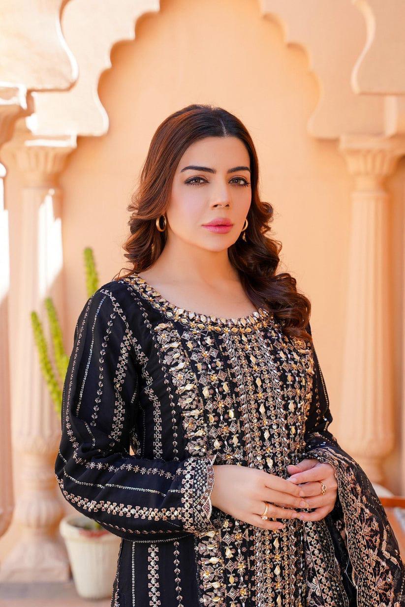 CHIFFON FABRIC Heavy Embroidered Handmade Dress 2025