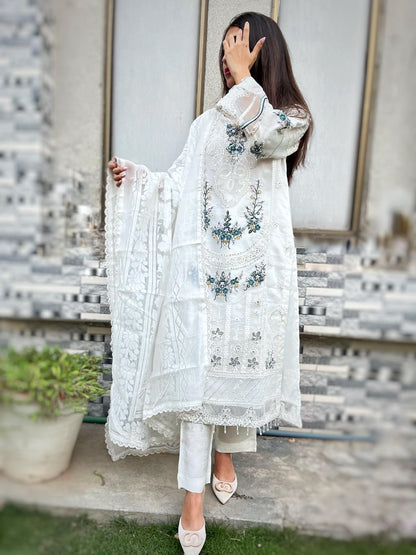 ORGANZA FABRIC Beautiful Embroidered Dress With Dupatta Collection 2025
