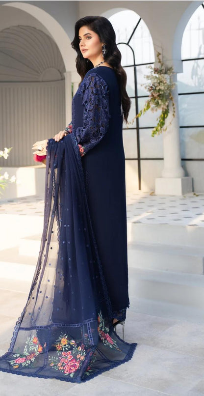 MARIAH B. Chiffon Fabric Long Shirt Heavy Embroidered Dupatta Dress 2025