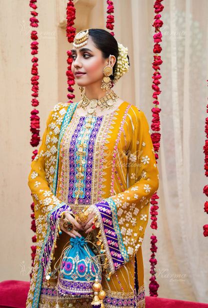 NEW ARRIVAL In Chiffon Fabric Mehndi Outfit 2025