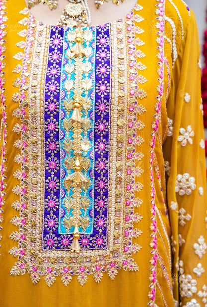 NEW ARRIVAL In Chiffon Fabric Mehndi Outfit 2025