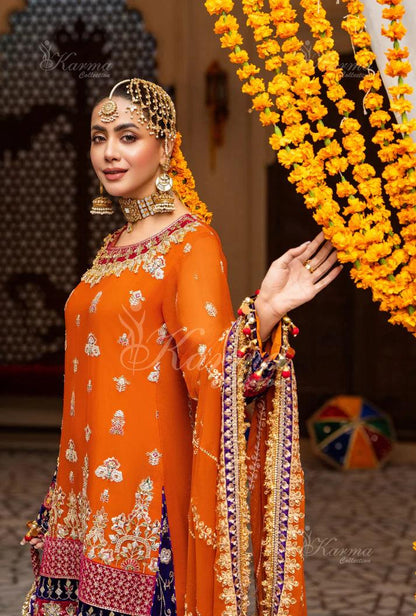 NEW ARRIVAL In Chiffon Fabric Mehndi Outfit 2025