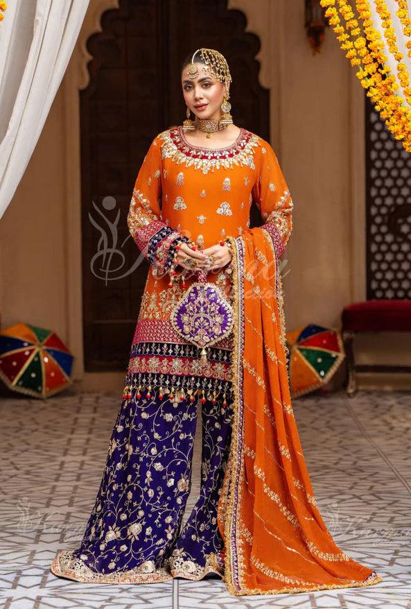 NEW ARRIVAL In Chiffon Fabric Mehndi Outfit 2025
