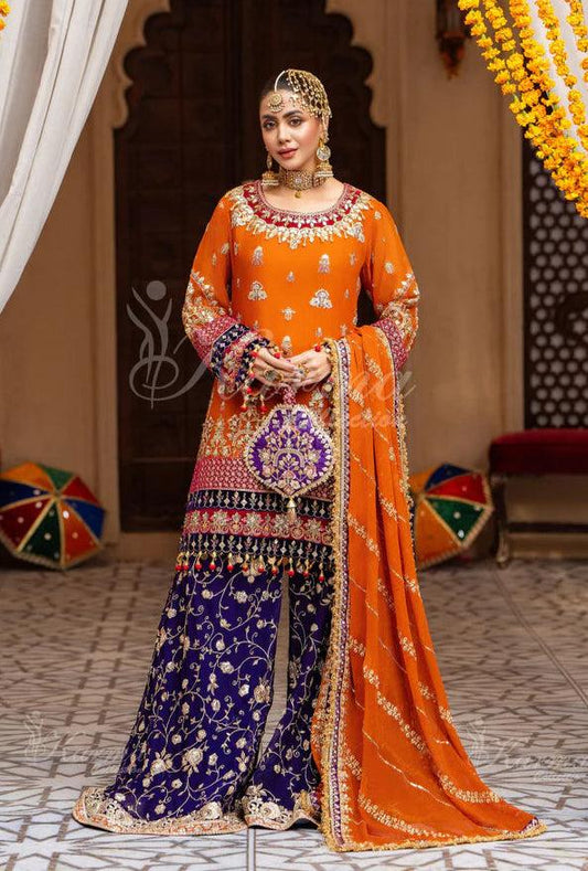 NEW ARRIVAL In Chiffon Fabric Mehndi Outfit 2025