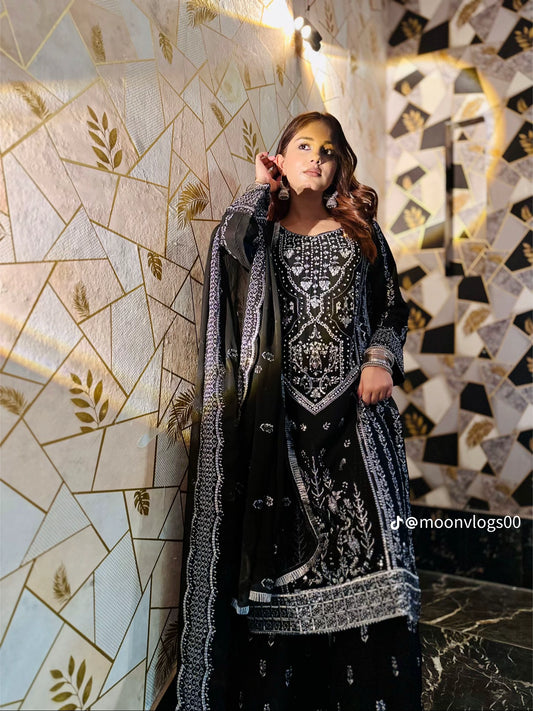 CHIFFON FABRIC 3 piece Mariah B Heavily Embroidered Dress Collection 2025