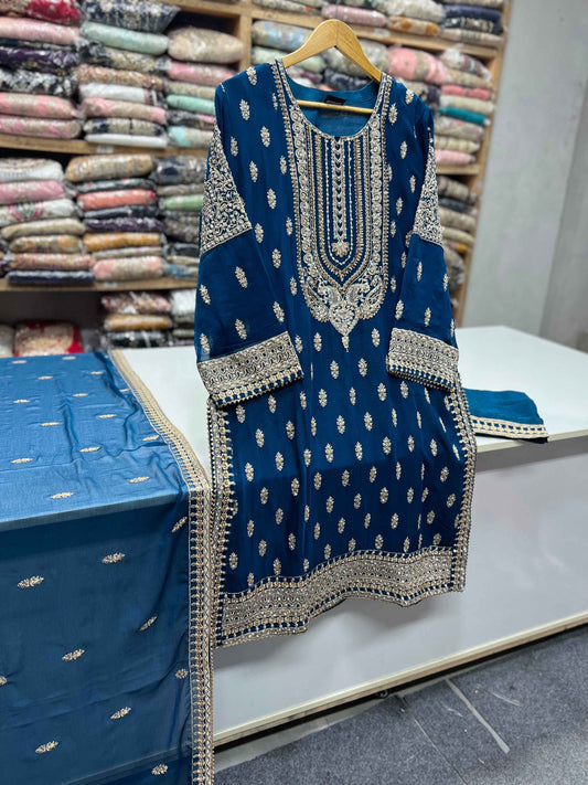 Luxury Chiffon 3PC Heavy Embroidered Wedding Wear Suit | Punjab Boutique Jhelum