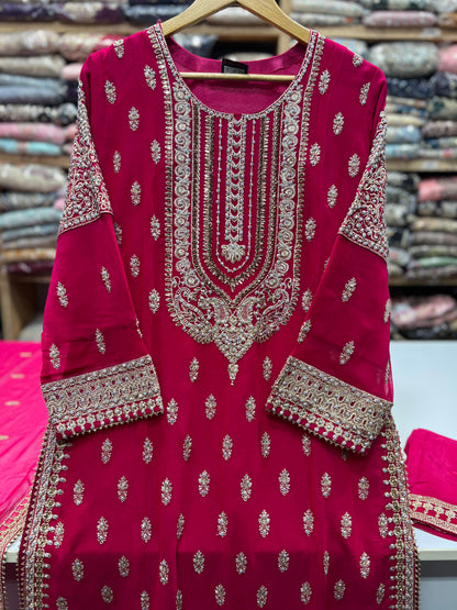 Luxury Chiffon 3PC Heavy Embroidered Wedding Wear Suit | Punjab Boutique Jhelum