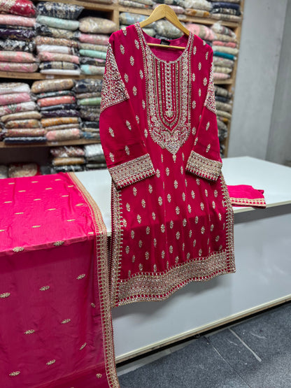 Luxury Chiffon 3PC Heavy Embroidered Wedding Wear Suit | Punjab Boutique Jhelum