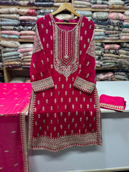 Luxury Chiffon 3PC Heavy Embroidered Wedding Wear Suit | Punjab Boutique Jhelum