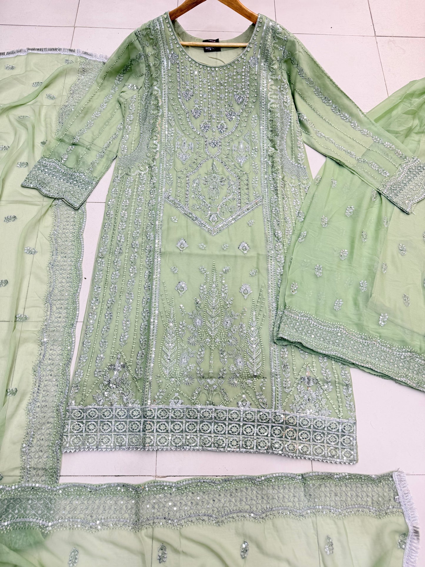 CHIFFON FABRIC 3 piece Mariah B Heavily Embroidered Dress Collection 2025