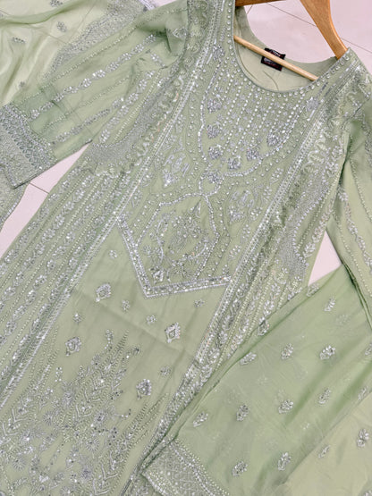 CHIFFON FABRIC 3 piece Mariah B Heavily Embroidered Dress Collection 2025