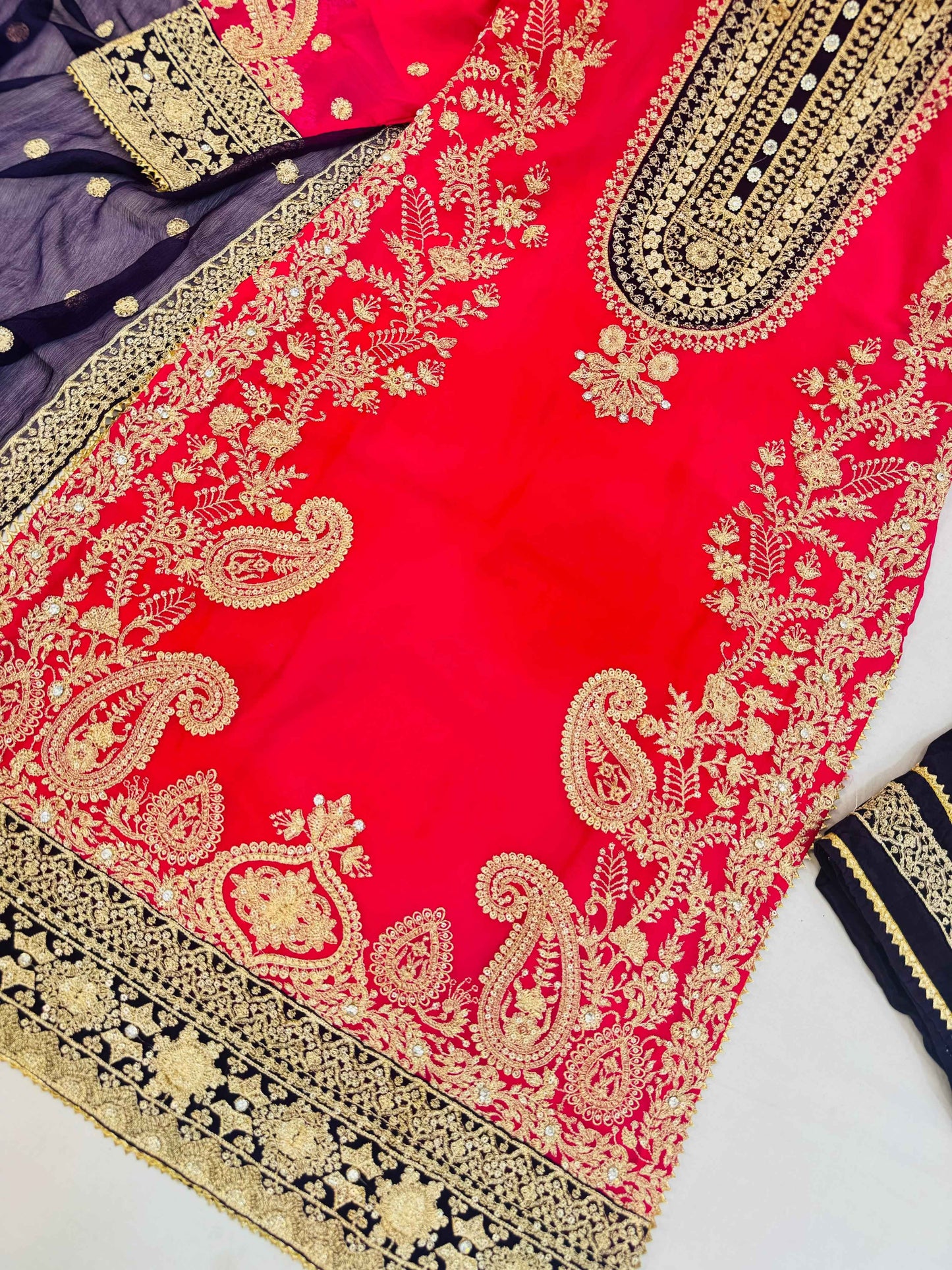 CHIFFON FABRIC 3 piece Heavily Embroidered Partywear & Wedding Wear Dress
