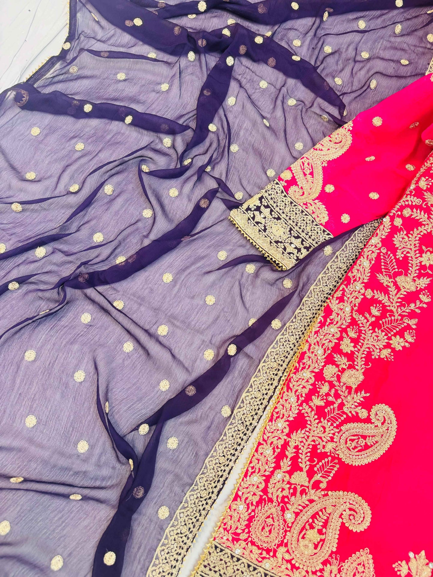 CHIFFON FABRIC 3 piece Heavily Embroidered Partywear & Wedding Wear Dress