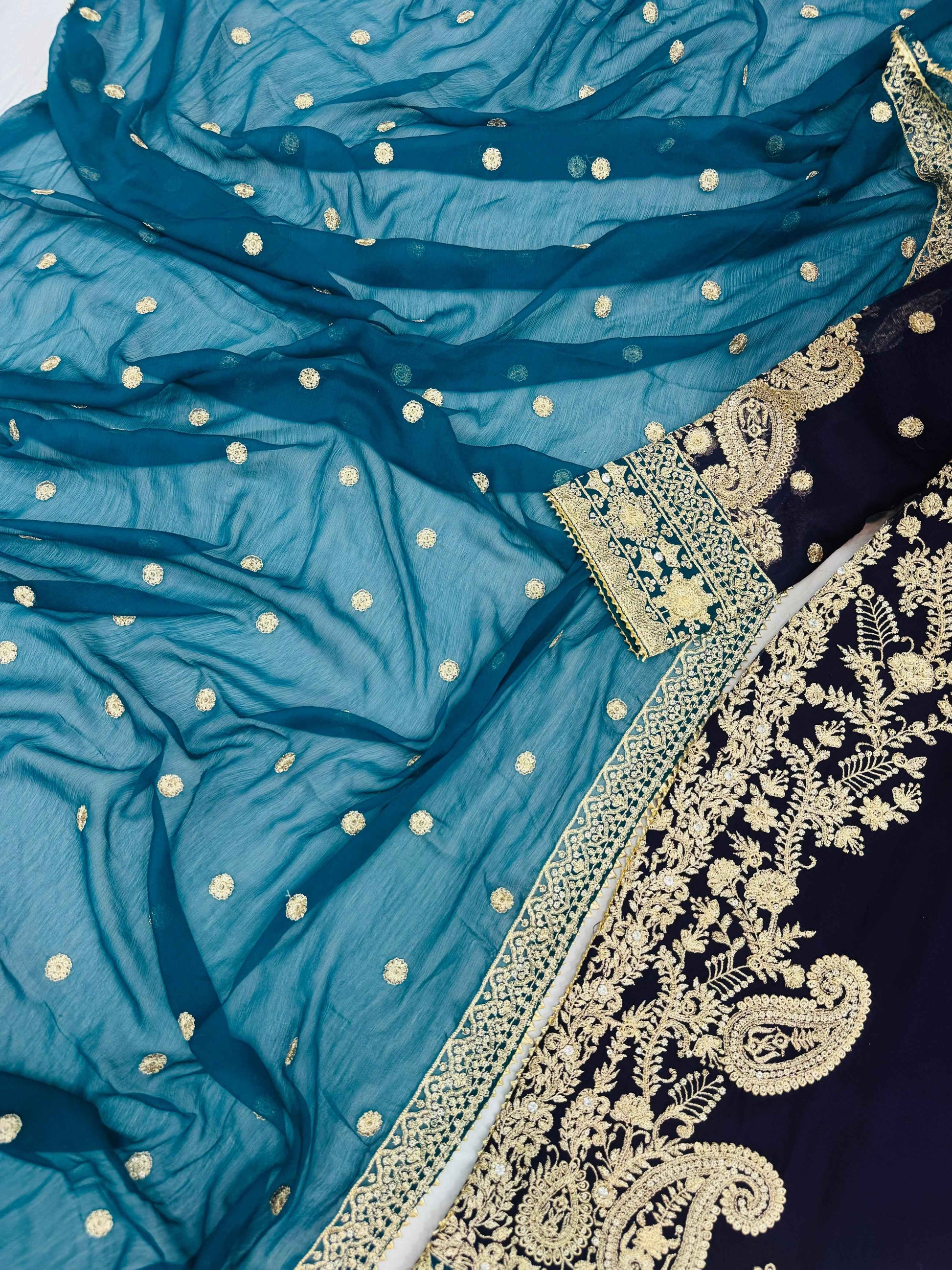 CHIFFON FABRIC 3 piece Heavily Embroidered Partywear & Wedding Wear Dress