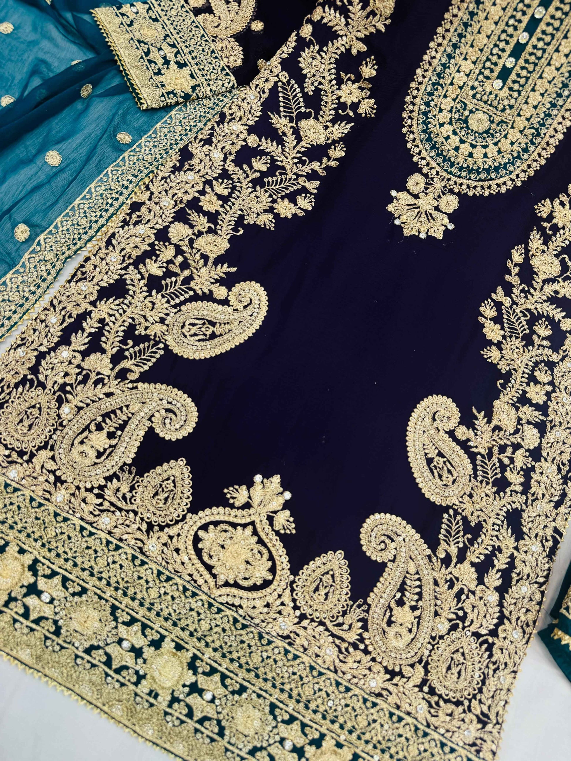 CHIFFON FABRIC 3 piece Heavily Embroidered Partywear & Wedding Wear Dress