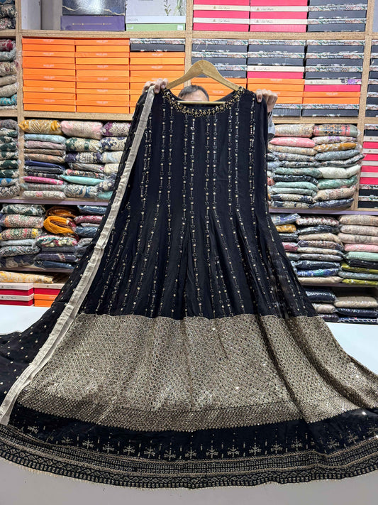 PURE CHIFFON FABRIC Heavily Embroided Maxi Dress 2025