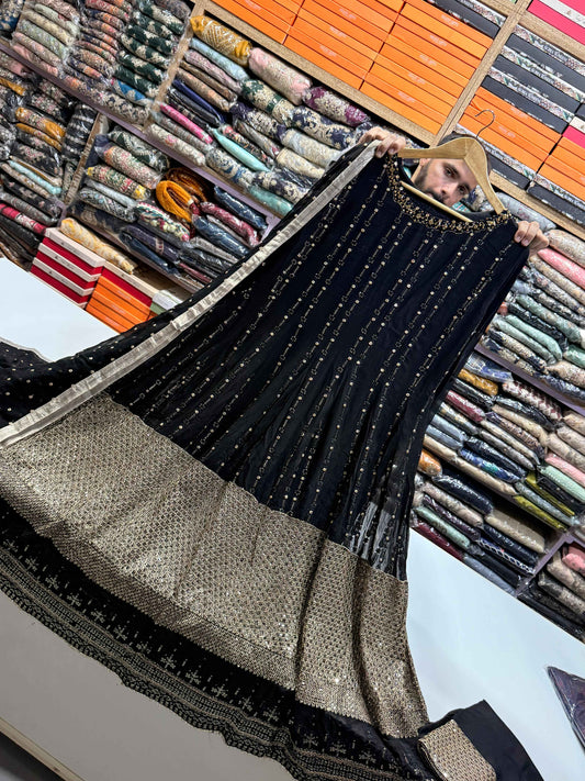 PURE CHIFFON FABRIC Heavily Embroided Maxi Dress 2025
