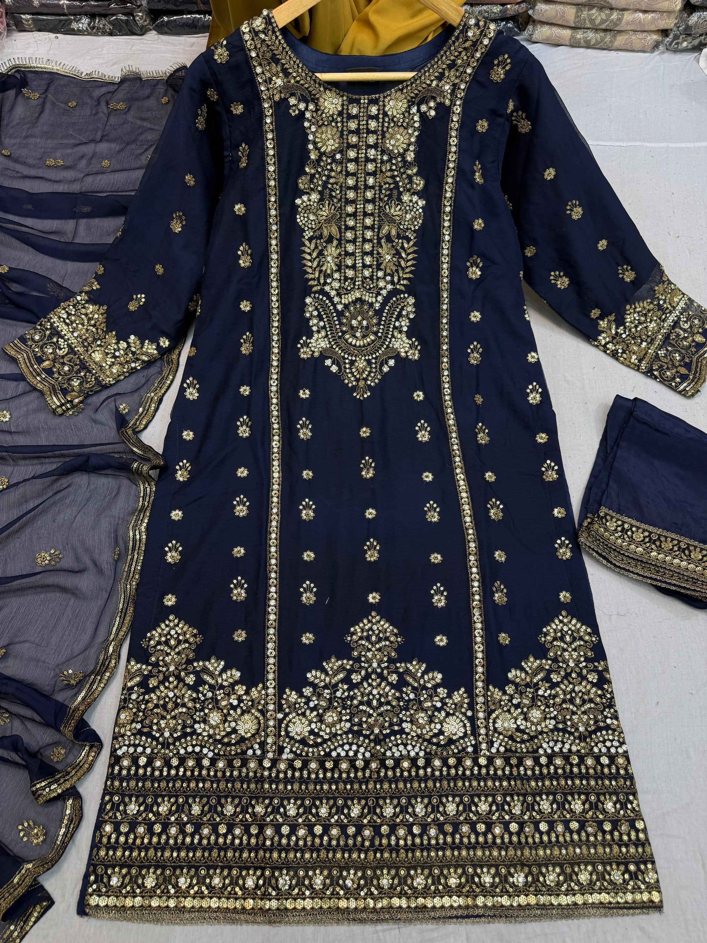 CHIFFON FABRIC Long Shirt With Trouser Dress 2025