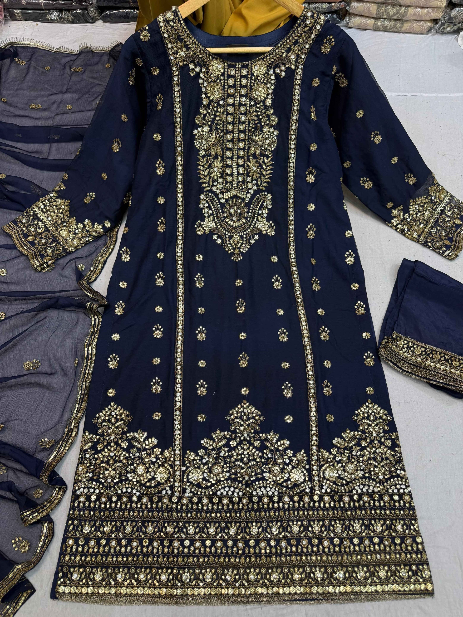 CHIFFON FABRIC Long Shirt With Trouser Dress 2025