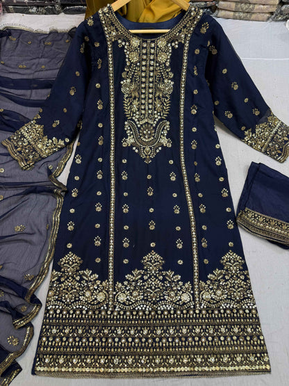 CHIFFON FABRIC Long Shirt With Trouser Dress 2025