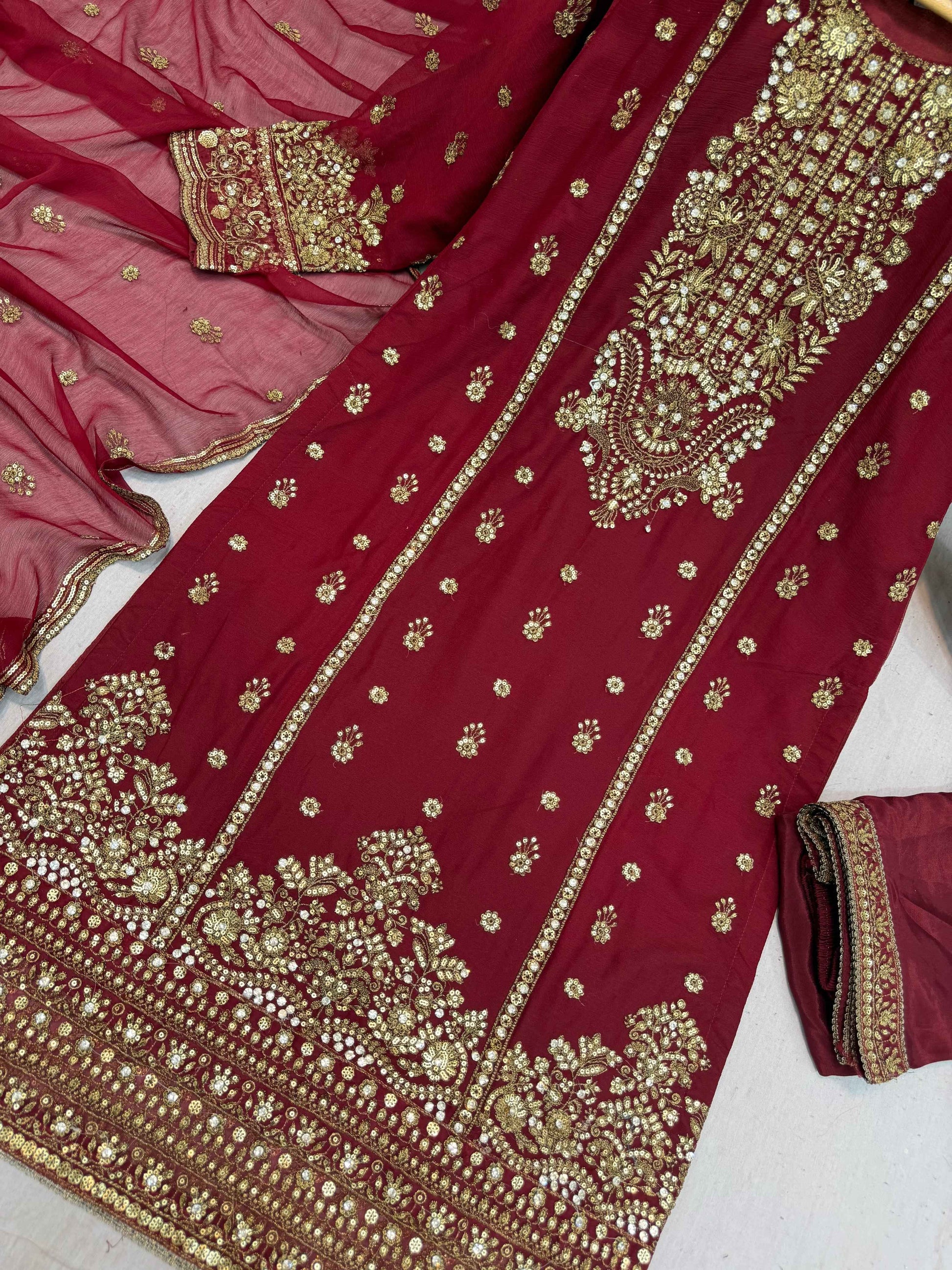 CHIFFON FABRIC Long Shirt With Trouser Dress 2025