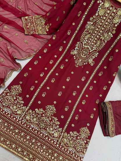 CHIFFON FABRIC Long Shirt With Trouser Dress 2025