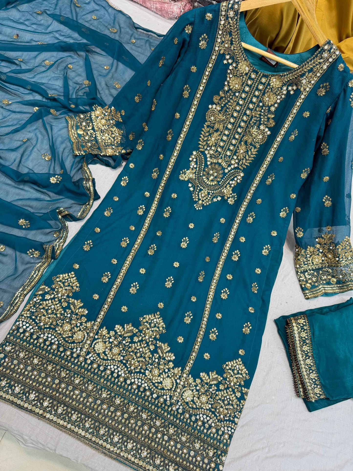 CHIFFON FABRIC Long Shirt With Trouser Dress 2025