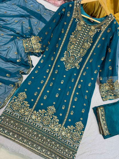CHIFFON FABRIC Long Shirt With Trouser Dress 2025