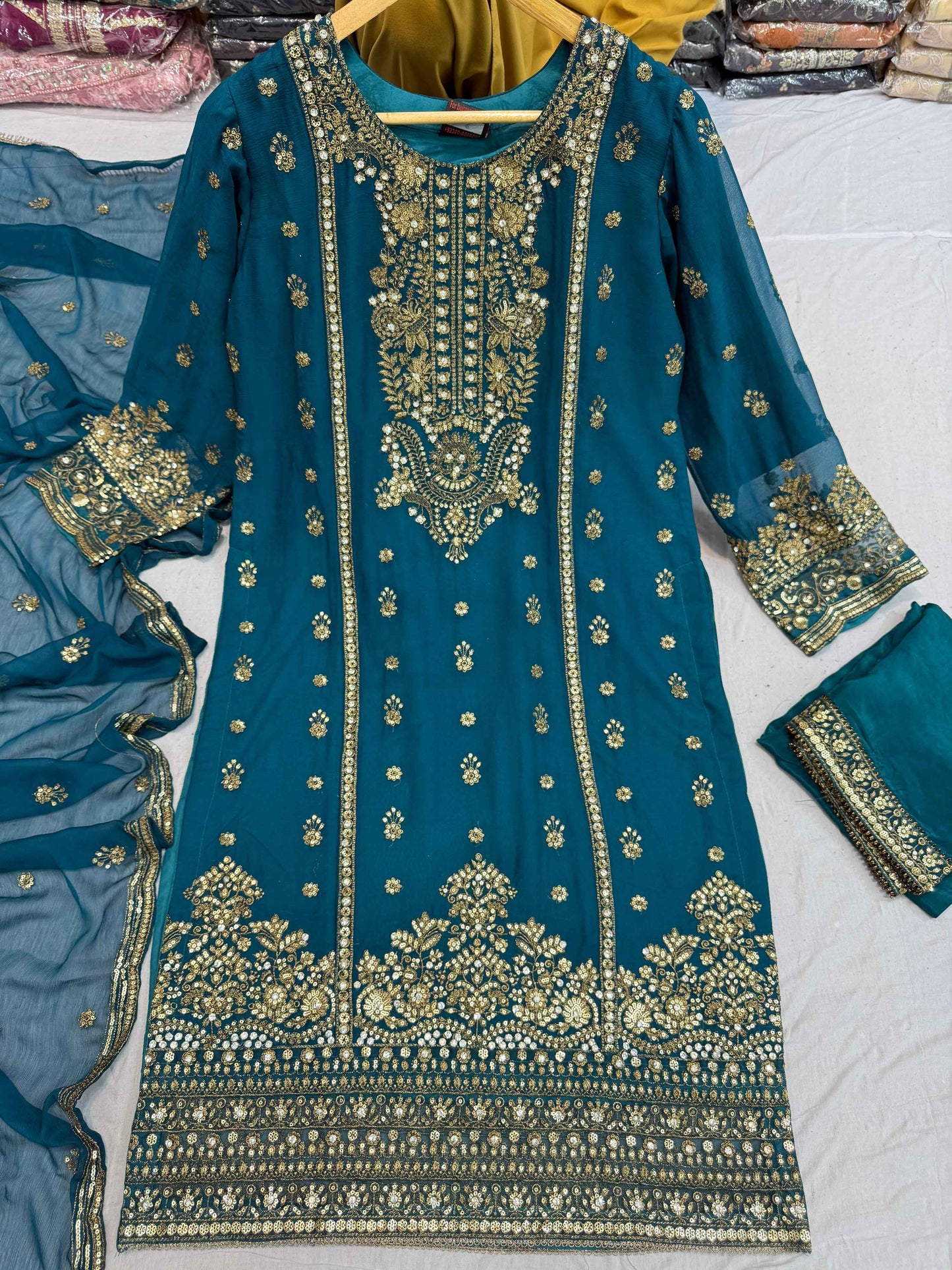 CHIFFON FABRIC Long Shirt With Trouser Dress 2025