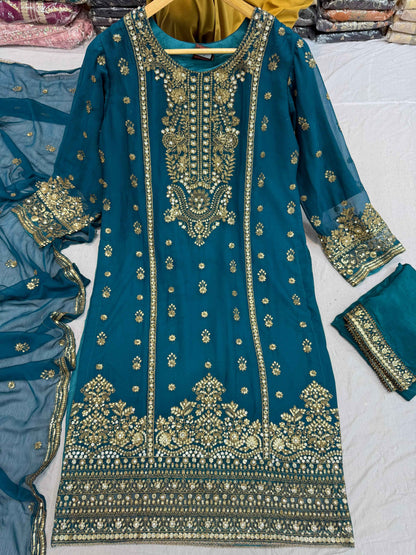 CHIFFON FABRIC Long Shirt With Trouser Dress 2025