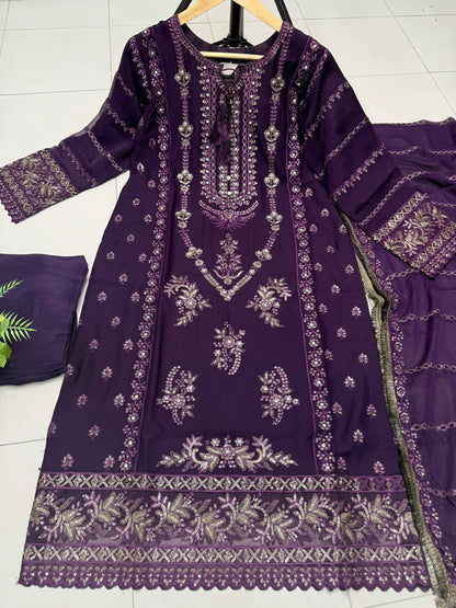 CHIFFON FABRIC Beautiful Embroidered Shirt With Dupatta 2025