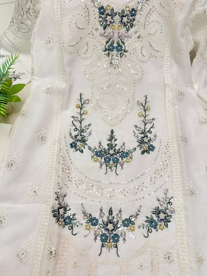 ORGANZA FABRIC Beautiful Embroidered Dress With Dupatta Collection 2025