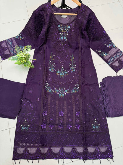 ORGANZA FABRIC Beautiful Embroidered Dress With Dupatta Collection 2025