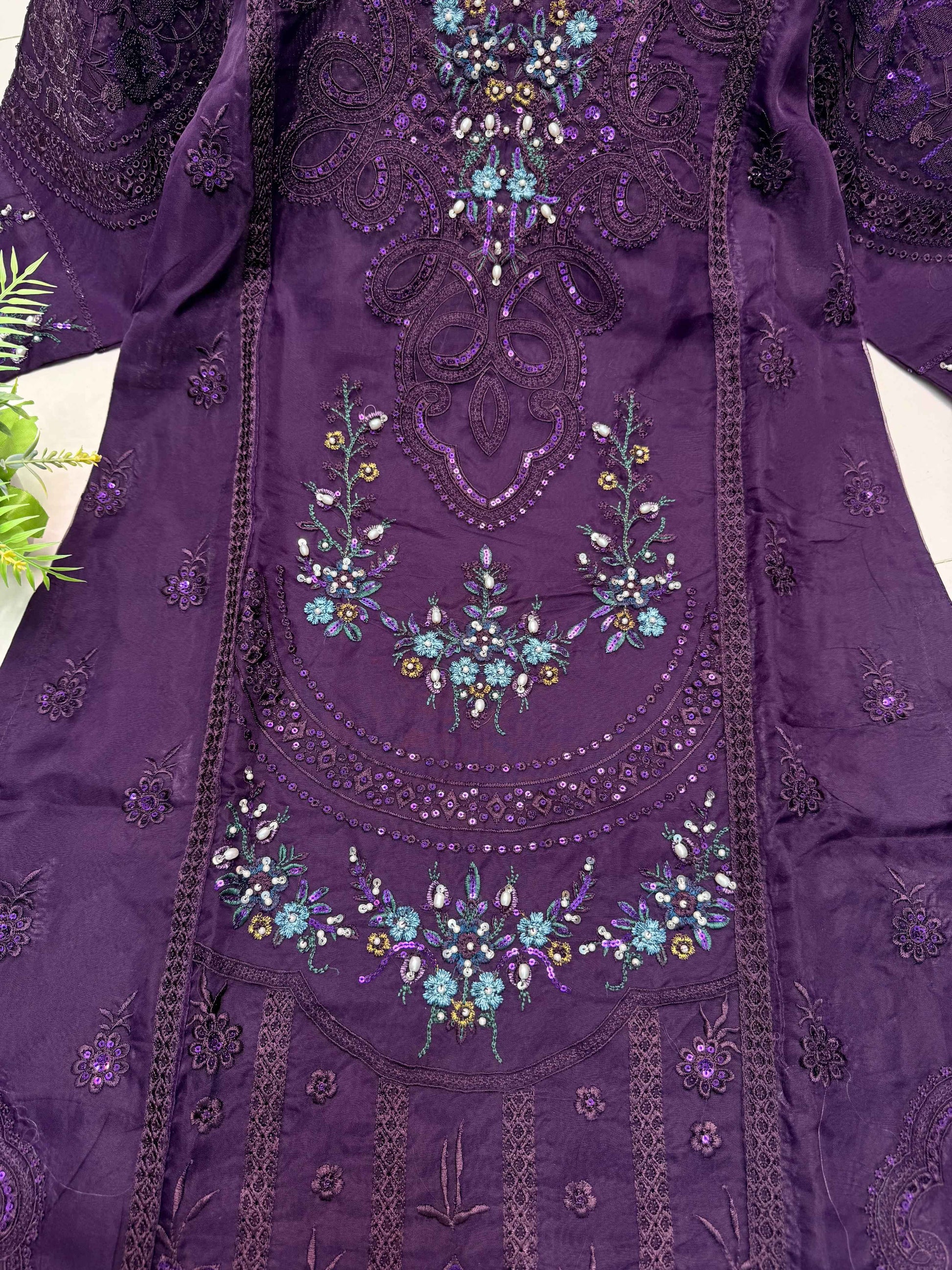 ORGANZA FABRIC Beautiful Embroidered Dress With Dupatta Collection 2025