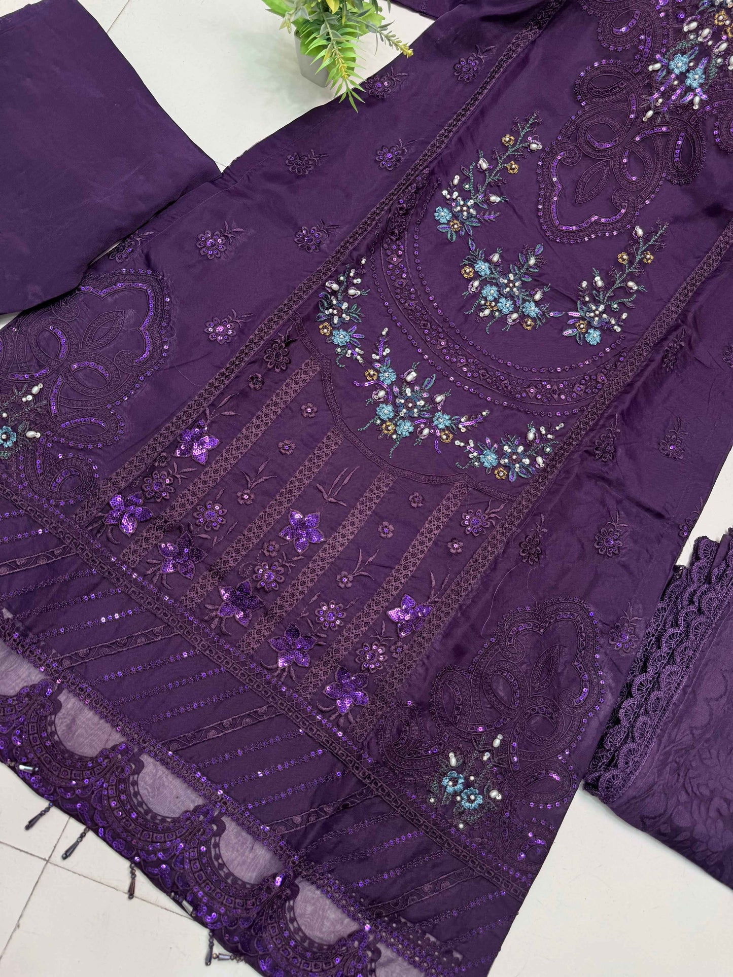 ORGANZA FABRIC Beautiful Embroidered Dress With Dupatta Collection 2025