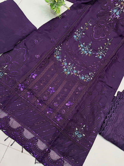 ORGANZA FABRIC Beautiful Embroidered Dress With Dupatta Collection 2025