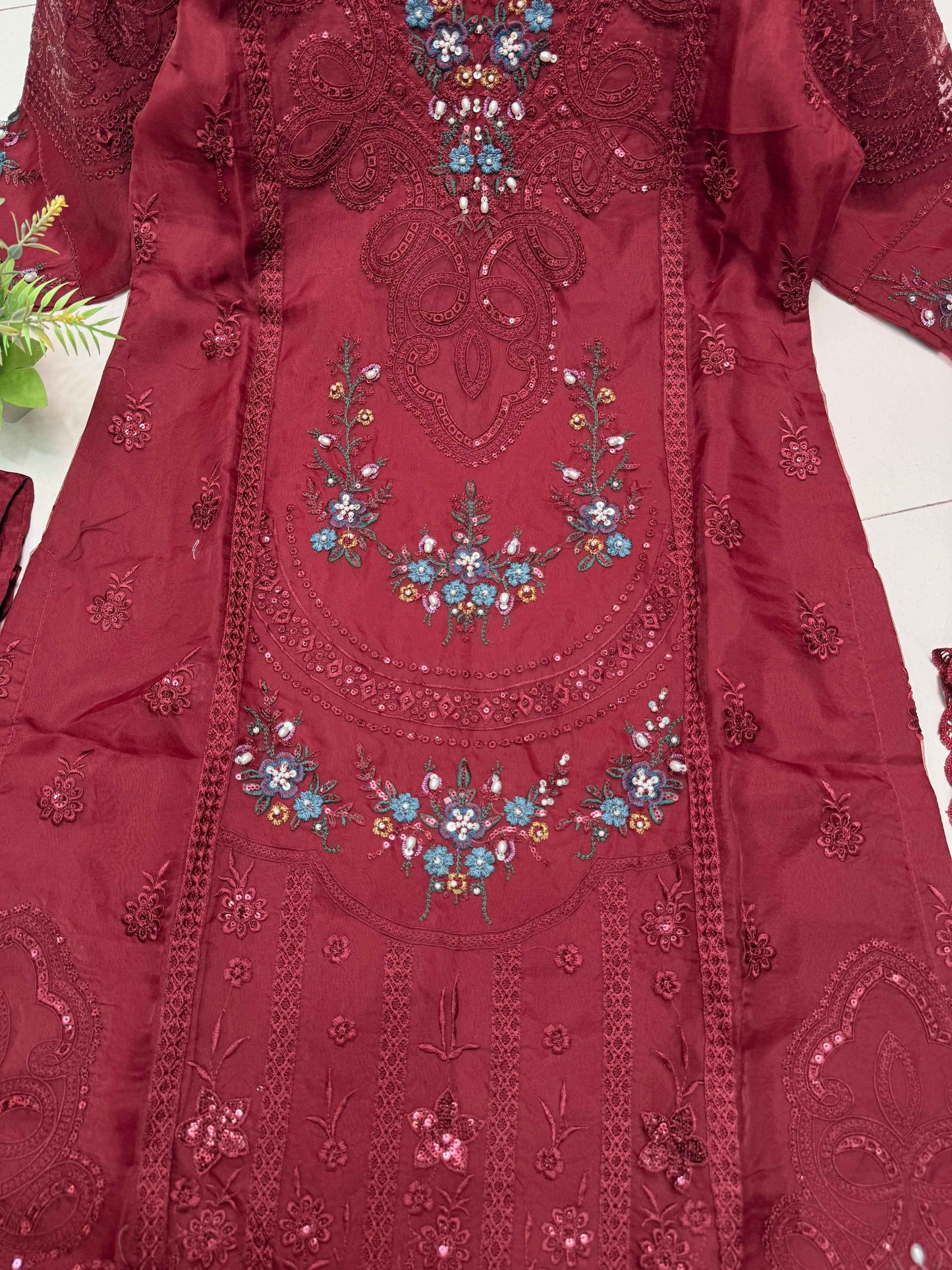 ORGANZA FABRIC Beautiful Embroidered Dress With Dupatta Collection 2025