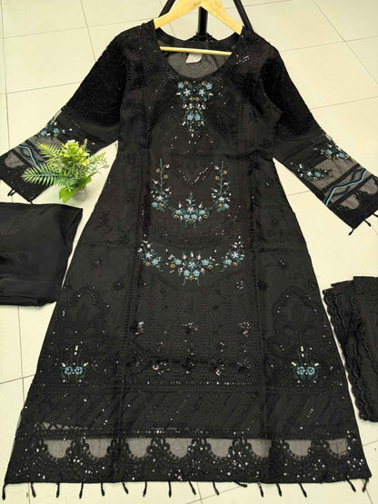 ORGANZA FABRIC Beautiful Embroidered Dress With Dupatta Collection 2025