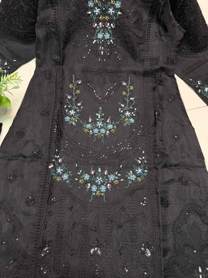 ORGANZA FABRIC Beautiful Embroidered Dress With Dupatta Collection 2025