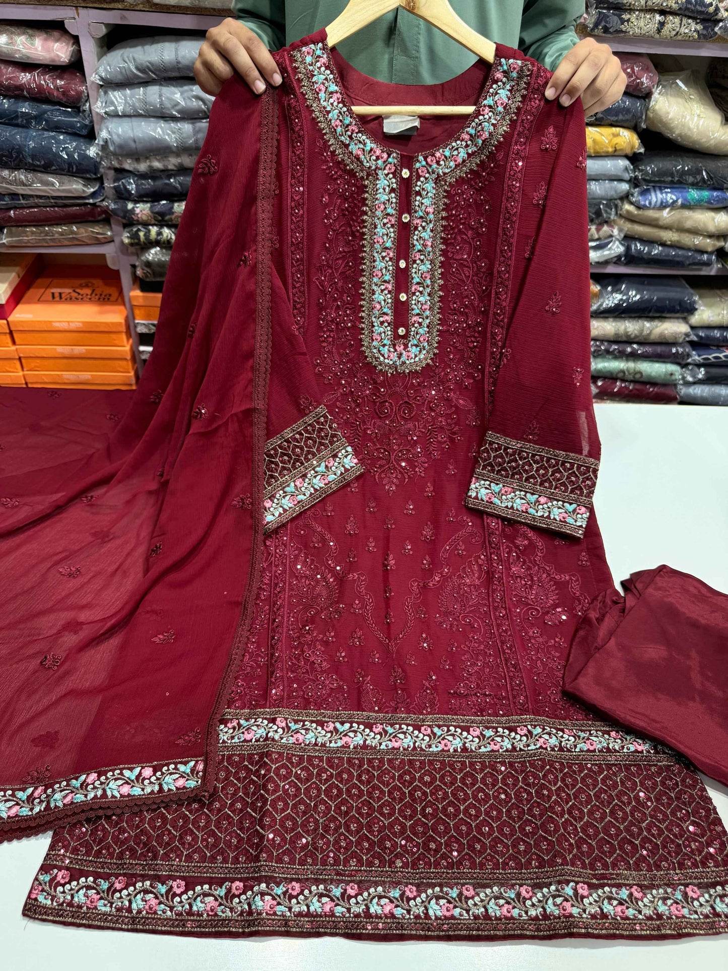 CHIFFON FABRIC Embroidered Shirt With Embroidered Dupatta Collection 2025