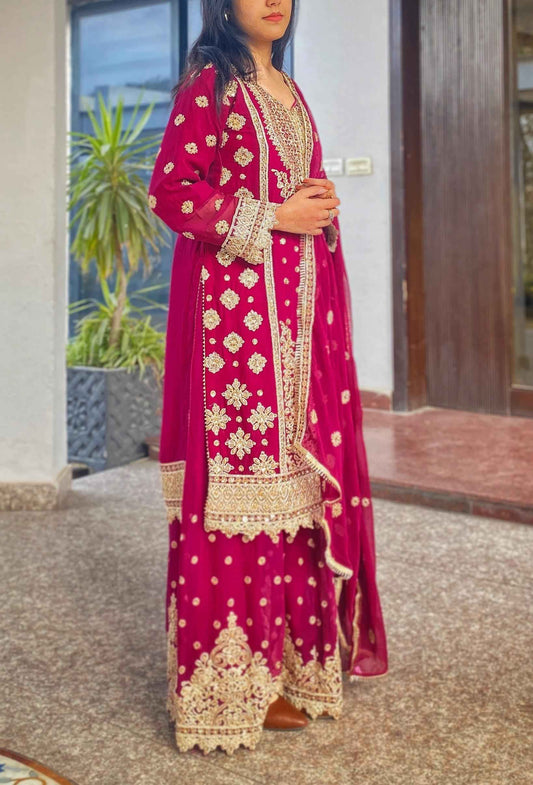 Chiffon Plazo Style Wedding Wear
