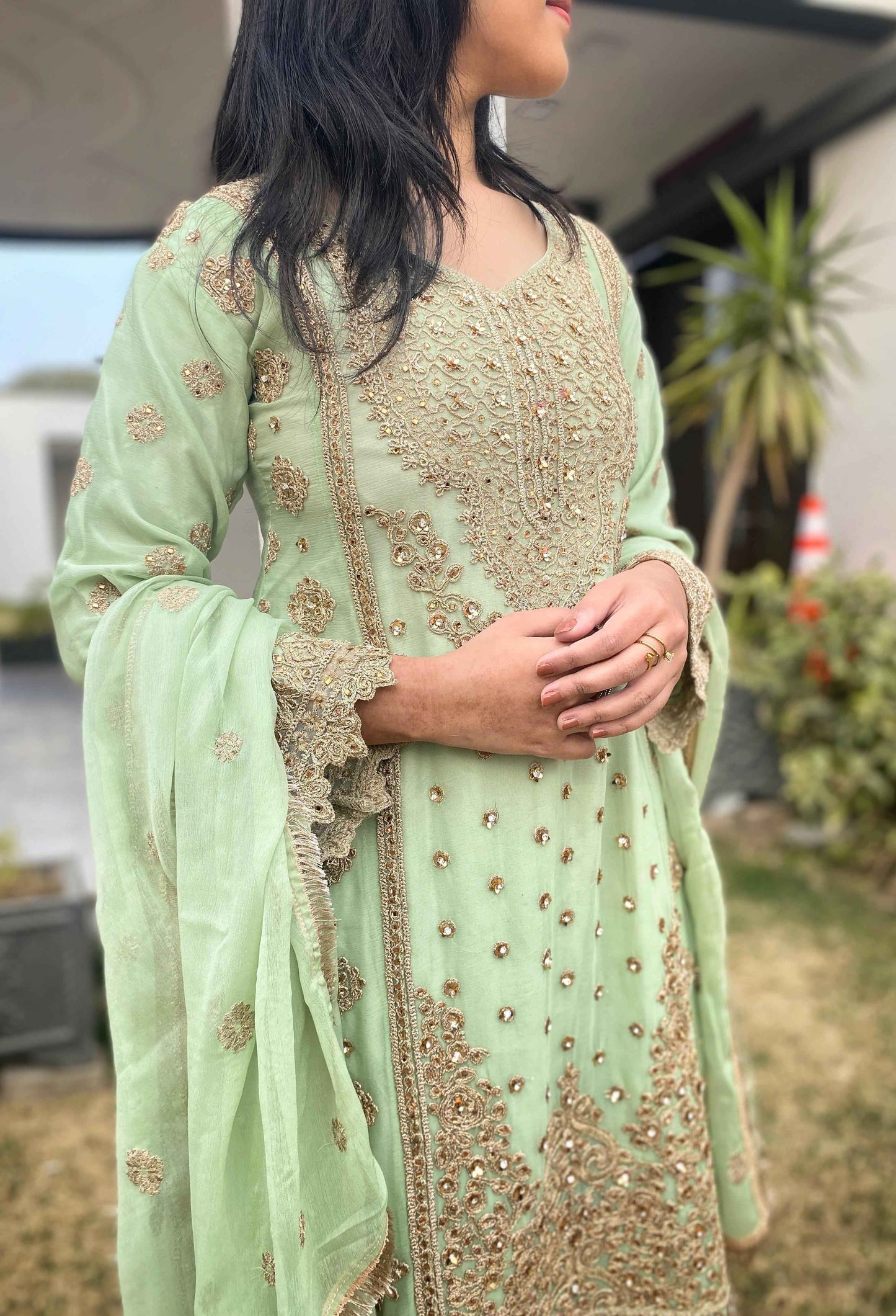 Chiffon Plazo Style Wedding Wear