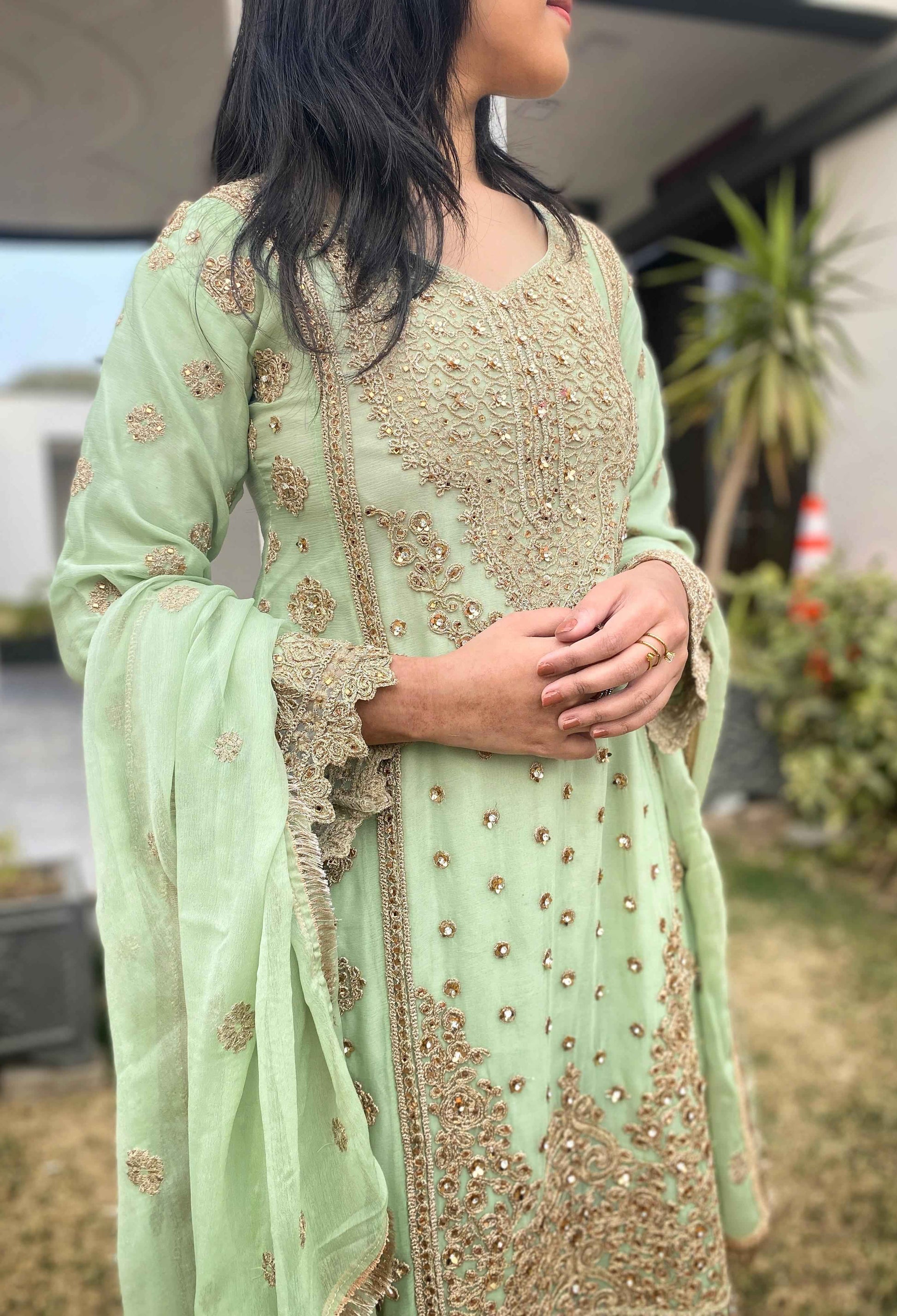 Chiffon Plazo Style Wedding Wear