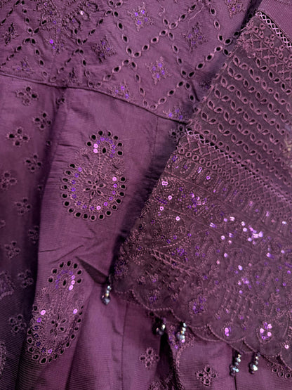 KHADDI COTTON FABRIC Long Frock With Heavy Embroidered Organza Fabric Dupatta Collection 2025