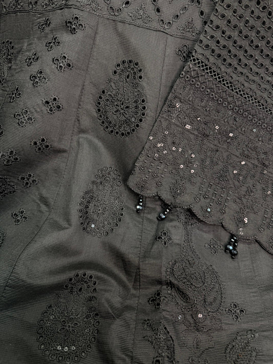 KHADDI COTTON FABRIC Long Frock With Heavy Embroidered Organza Fabric Dupatta Collection 2025
